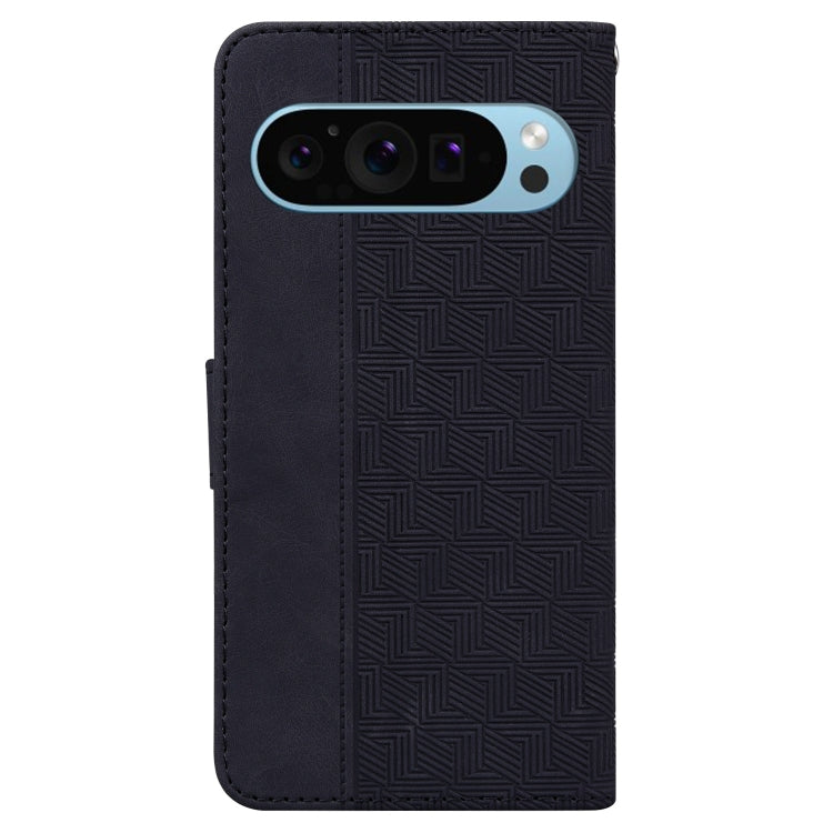 For Google Pixel 9 Pro 5G Geometric Embossed Leather Phone Case(Black) - Google Cases by PMC TechLife | Online Shopping South Africa | PMC TechLife | Buy Now Pay Later Mobicred