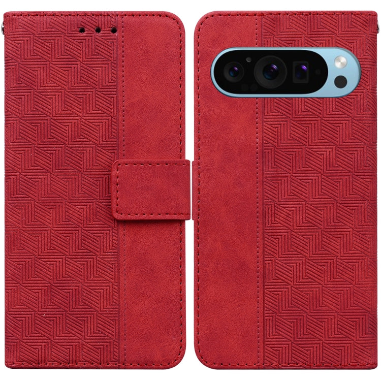 For Google Pixel 9 Pro 5G Geometric Embossed Leather Phone Case(Red) - Google Cases by PMC TechLife | Online Shopping South Africa | PMC TechLife | Buy Now Pay Later Mobicred