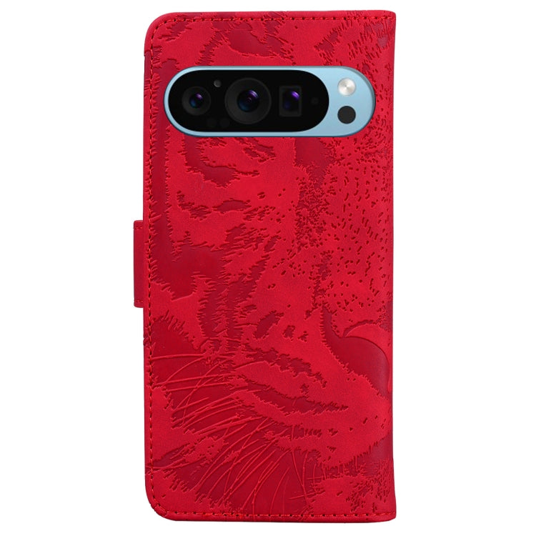 For Google Pixel 9 Tiger Embossing Pattern Flip Leather Phone Case(Red) - Google Cases by PMC TechLife | Online Shopping South Africa | PMC TechLife | Buy Now Pay Later Mobicred