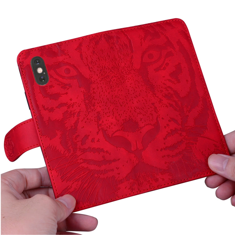 For Google Pixel 9 Tiger Embossing Pattern Flip Leather Phone Case(Red) - Google Cases by PMC TechLife | Online Shopping South Africa | PMC TechLife | Buy Now Pay Later Mobicred
