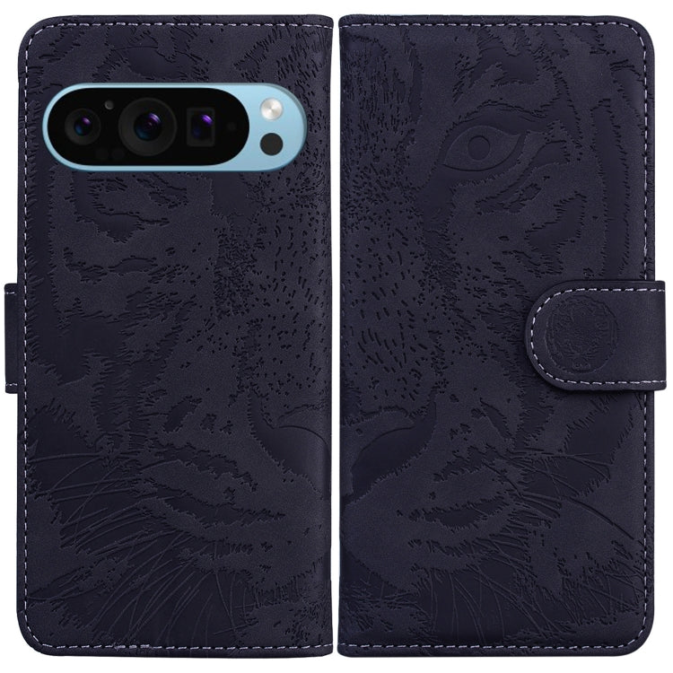For Google Pixel 9 Pro 5G Tiger Embossing Pattern Flip Leather Phone Case(Black) - Google Cases by PMC TechLife | Online Shopping South Africa | PMC TechLife | Buy Now Pay Later Mobicred