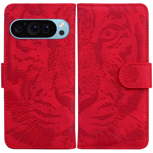 For Google Pixel 9 Pro 5G Tiger Embossing Pattern Flip Leather Phone Case(Red) - Google Cases by PMC Jewellery | Online Shopping South Africa | PMC Jewellery | Buy Now Pay Later Mobicred