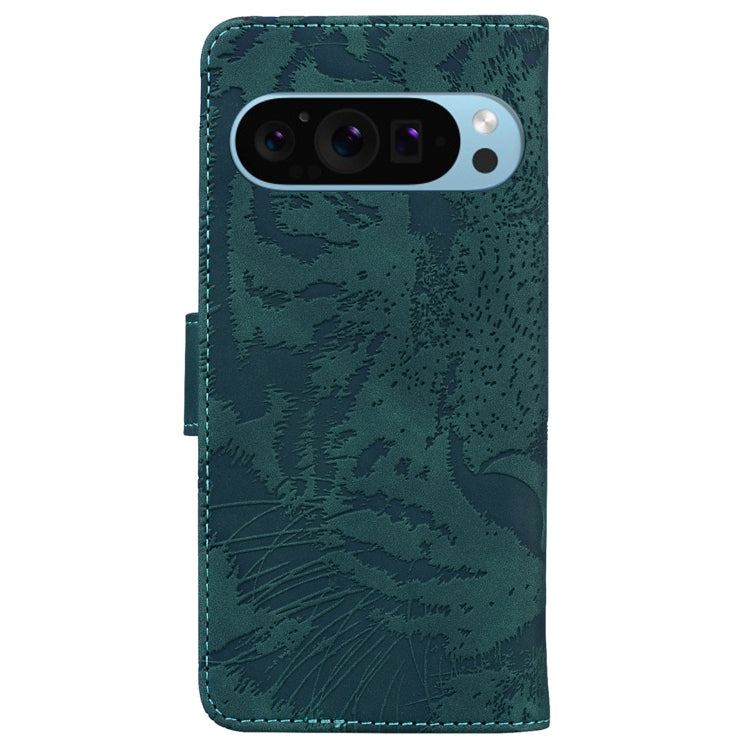 For Google Pixel 9 Pro 5G Tiger Embossing Pattern Flip Leather Phone Case(Green) - Google Cases by PMC TechLife | Online Shopping South Africa | PMC TechLife | Buy Now Pay Later Mobicred