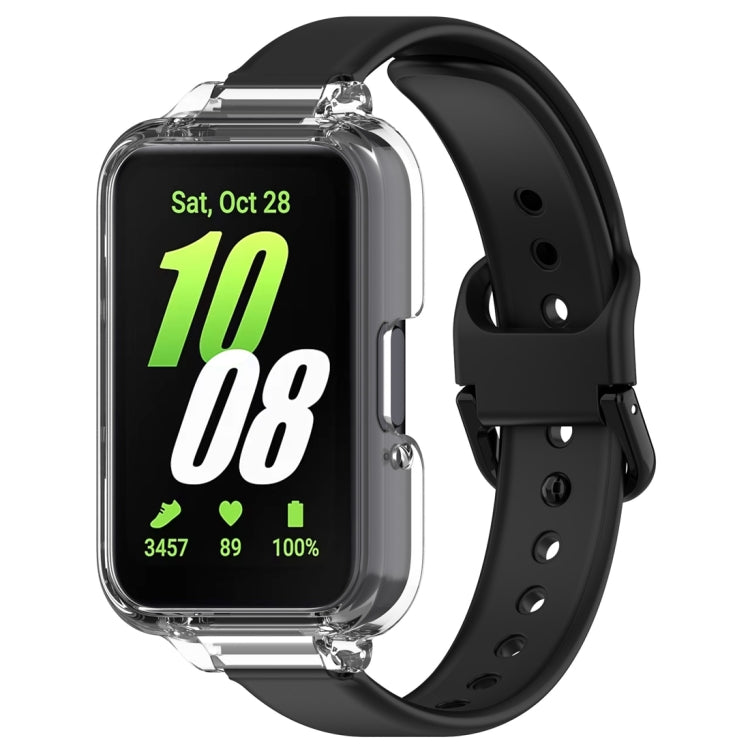 For Samsung Galaxy Fit 3 Half Coverage PC Watch Case + Silicone Watch Band Set(Black) - Watch Bands by PMC TechLife | Online Shopping South Africa | PMC TechLife