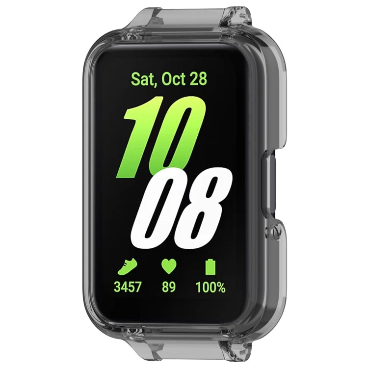 For Samsung Galaxy Fit 3 12mm Half Coverage Hollowed PC Watch Protective Case(Transparent Black) - Watch Cases by PMC TechLife | Online Shopping South Africa | PMC TechLife