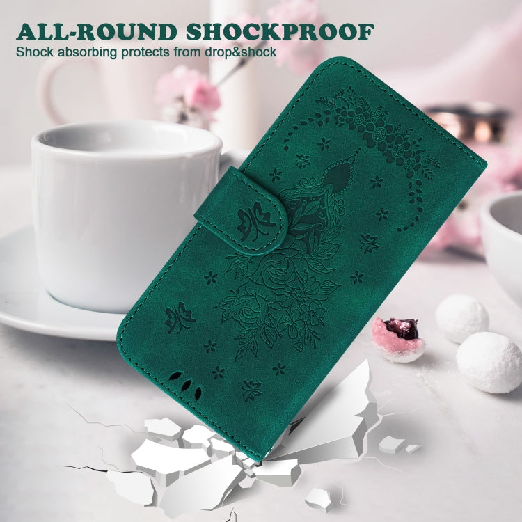 For Google Pixel 9 Pro Butterfly Rose Embossed Leather Phone Case(Green) - Google Cases by PMC TechLife | Online Shopping South Africa | PMC TechLife | Buy Now Pay Later Mobicred
