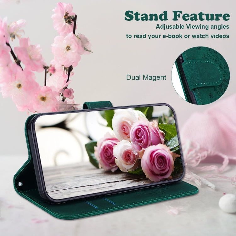 For Google Pixel 9 Pro Butterfly Rose Embossed Leather Phone Case(Green) - Google Cases by PMC TechLife | Online Shopping South Africa | PMC TechLife | Buy Now Pay Later Mobicred