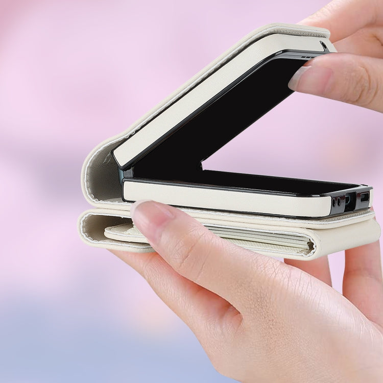 For Motorola Razr 40 V-shaped RFID Card Slot Phone Case with Ring Holder(White) - Motorola Cases by PMC TechLife | Online Shopping South Africa | PMC TechLife | Buy Now Pay Later Mobicred