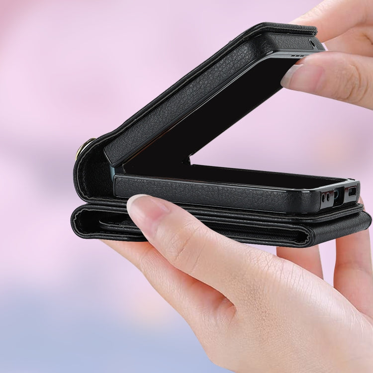 For Motorola Razr 40 V-shaped RFID Card Slot Phone Case with Ring Holder(Black) - Motorola Cases by PMC TechLife | Online Shopping South Africa | PMC TechLife | Buy Now Pay Later Mobicred