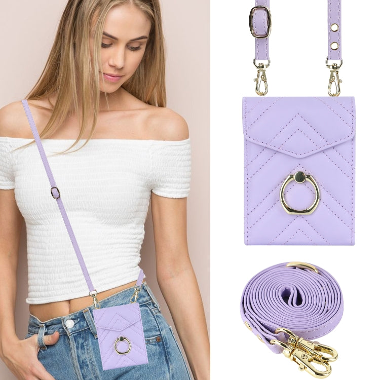 For Motorola Razr 40 V-shaped RFID Card Slot Phone Case with Ring Holder(Purple) - Motorola Cases by PMC TechLife | Online Shopping South Africa | PMC TechLife | Buy Now Pay Later Mobicred