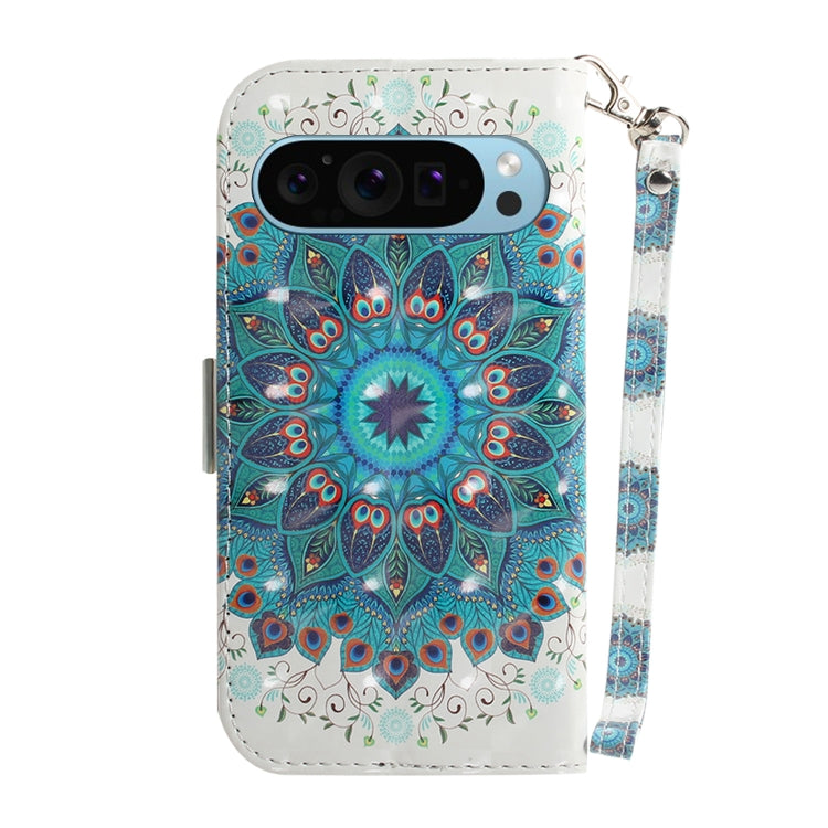 For Google Pixel 9 Pro 3D Colored Horizontal Flip Leather Phone Case(Peacock Wreath) - Google Cases by PMC Jewellery | Online Shopping South Africa | PMC Jewellery | Buy Now Pay Later Mobicred