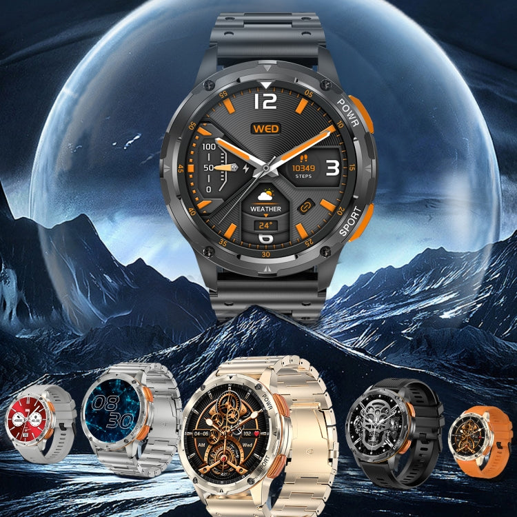 LEMFO AK59 1.43 inch AMLOED Round Screen Steel Strap Smart Watch(Gold) - Smart Watches by LEMFO | Online Shopping South Africa | PMC TechLife | Buy Now Pay Later Mobicred