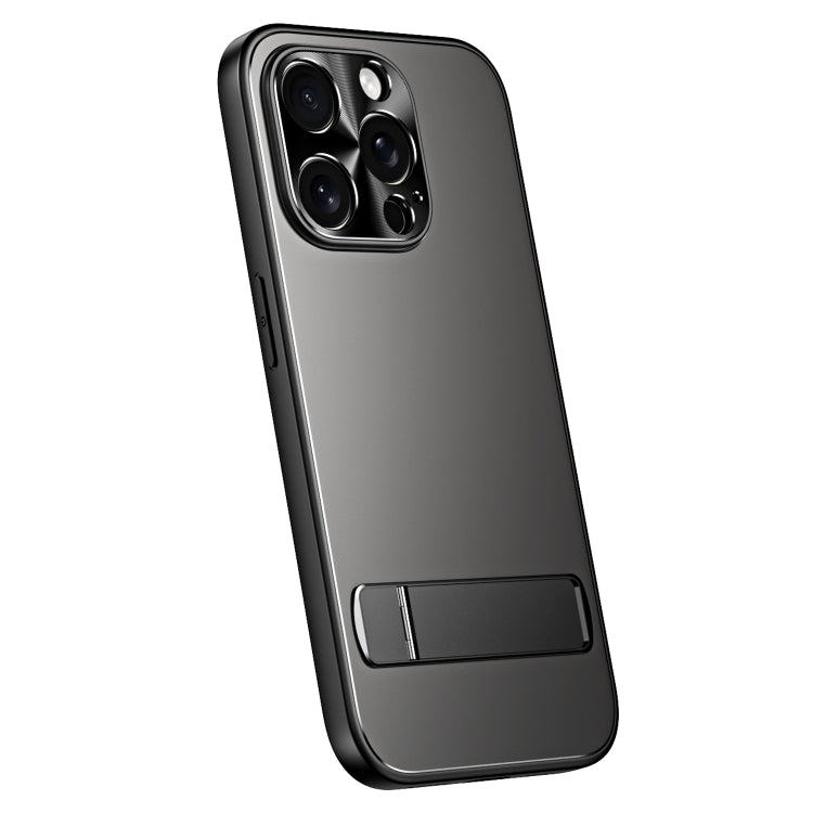 For iPhone 14 Pro R-JUST RJ-61 Electroplating Frosted TPU + PC Phone Case with Holder(Grey) - iPhone 14 Pro Cases by R-JUST | Online Shopping South Africa | PMC TechLife | Buy Now Pay Later Mobicred