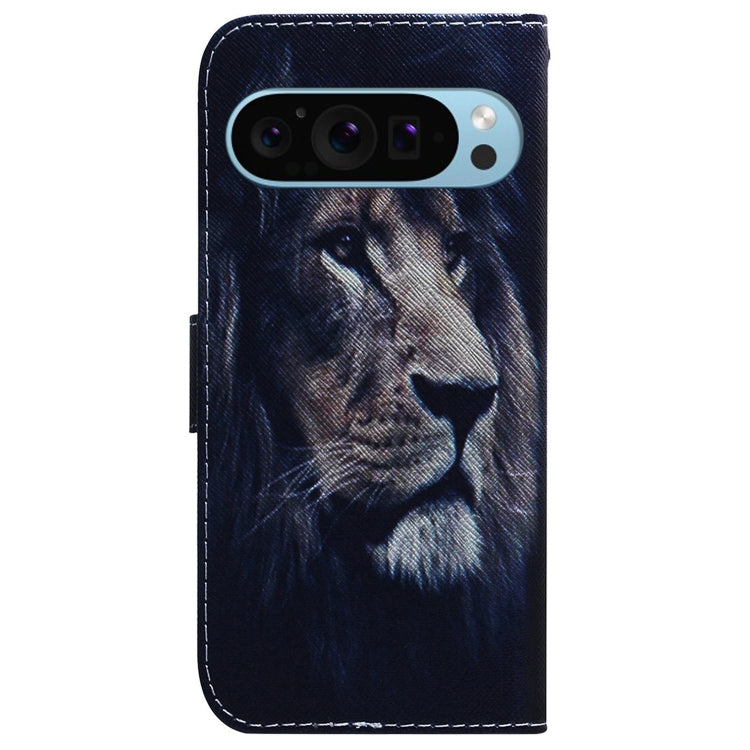 For Google Pixel 9 Pro Coloured Drawing Flip Leather Phone Case(Lion) - Google Cases by PMC TechLife | Online Shopping South Africa | PMC TechLife | Buy Now Pay Later Mobicred