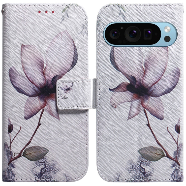 For Google Pixel 9 Pro Coloured Drawing Flip Leather Phone Case(Magnolia) - Google Cases by PMC TechLife | Online Shopping South Africa | PMC TechLife | Buy Now Pay Later Mobicred