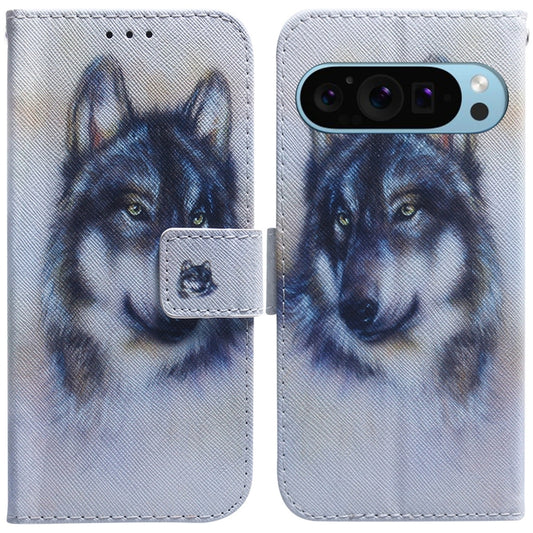 For Google Pixel 9 Coloured Drawing Flip Leather Phone Case(White Wolf) - Google Cases by PMC Jewellery | Online Shopping South Africa | PMC Jewellery | Buy Now Pay Later Mobicred