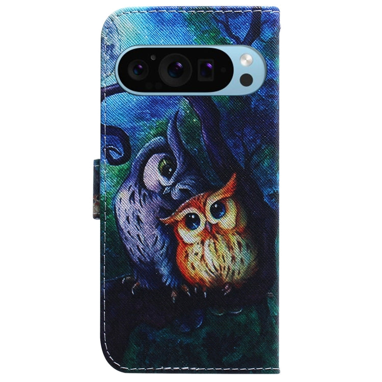 For Google Pixel 9 Coloured Drawing Flip Leather Phone Case(Oil Painting Owl) - Google Cases by PMC TechLife | Online Shopping South Africa | PMC TechLife | Buy Now Pay Later Mobicred