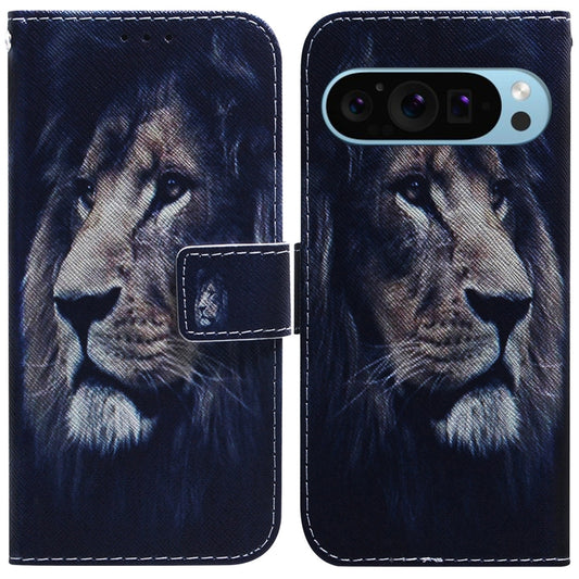 For Google Pixel 9 Coloured Drawing Flip Leather Phone Case(Lion) - Google Cases by PMC Jewellery | Online Shopping South Africa | PMC Jewellery | Buy Now Pay Later Mobicred