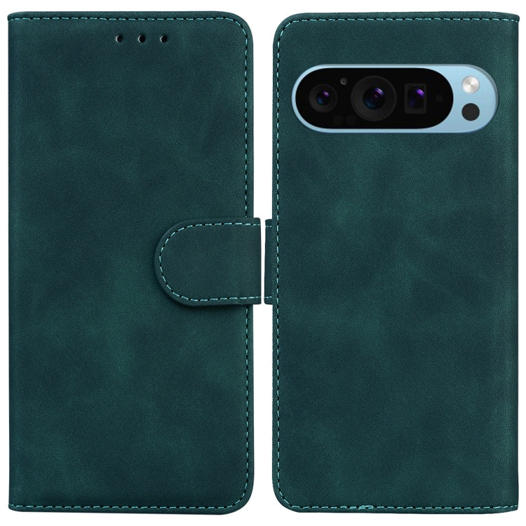 For Google Pixel 9 Pro Skin Feel Pure Color Flip Leather Phone Case(Green) - Google Cases by PMC TechLife | Online Shopping South Africa | PMC TechLife | Buy Now Pay Later Mobicred