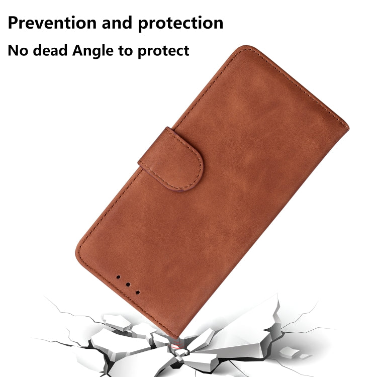 For Google Pixel 9 Pro Skin Feel Pure Color Flip Leather Phone Case(Brown) - Google Cases by PMC TechLife | Online Shopping South Africa | PMC TechLife | Buy Now Pay Later Mobicred