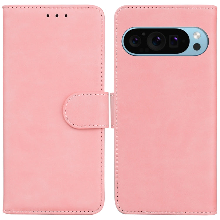 For Google Pixel 9 Skin Feel Pure Color Flip Leather Phone Case(Pink) - Google Cases by PMC TechLife | Online Shopping South Africa | PMC TechLife | Buy Now Pay Later Mobicred