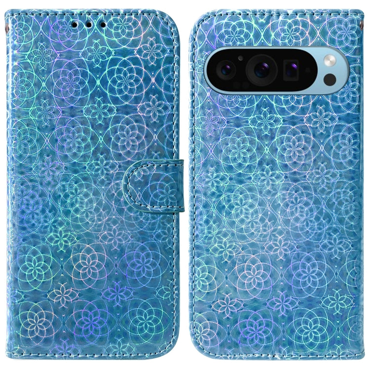 For Google Pixel 9 Colorful Magnetic Buckle Leather Phone Case(Blue) - Google Cases by PMC TechLife | Online Shopping South Africa | PMC TechLife | Buy Now Pay Later Mobicred