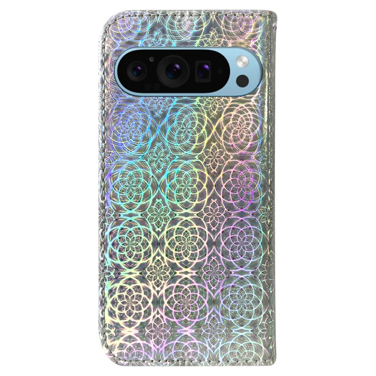 For Google Pixel 9 Colorful Magnetic Buckle Leather Phone Case(Silver) - Google Cases by PMC TechLife | Online Shopping South Africa | PMC TechLife | Buy Now Pay Later Mobicred