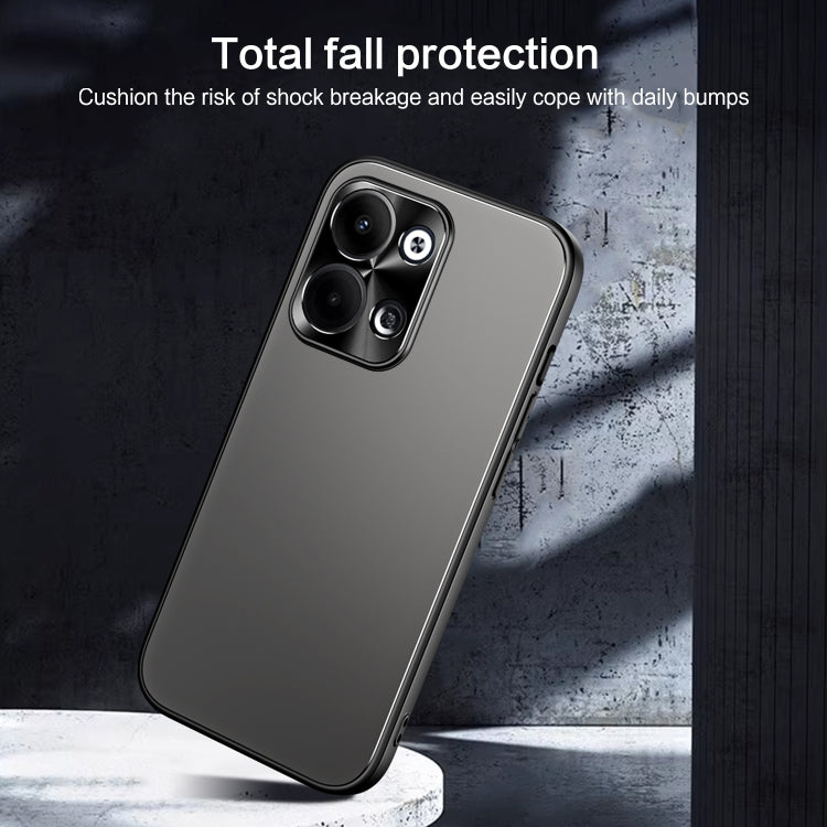 For OPPO Reno9 Pro+ R-JUST RJ-61 Electroplating Frosted TPU + PC Phone Case(Blue) - OPPO Cases by R-JUST | Online Shopping South Africa | PMC TechLife | Buy Now Pay Later Mobicred