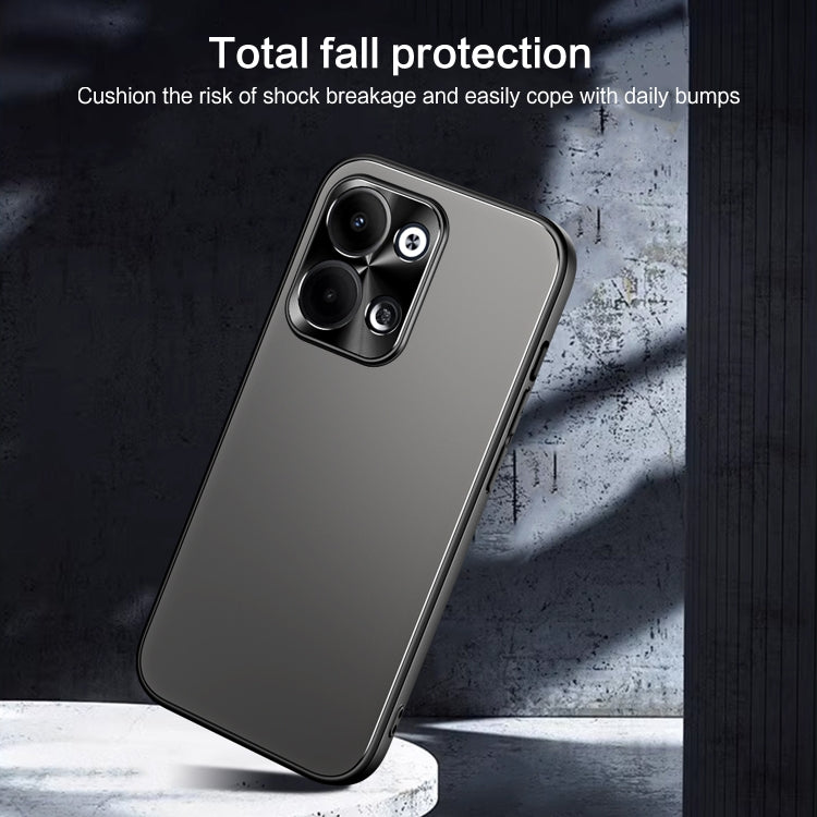For OPPO Reno9 Pro+ R-JUST RJ-61 Electroplating Frosted TPU + PC Phone Case with Holder(Silver) - OPPO Cases by R-JUST | Online Shopping South Africa | PMC Jewellery