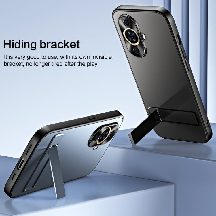 For Huawei nova 11 Pro R-JUST RJ-61 Electroplating Frosted TPU + PC Phone Case with Holder(Silver) - Huawei Cases by R-JUST | Online Shopping South Africa | PMC TechLife | Buy Now Pay Later Mobicred