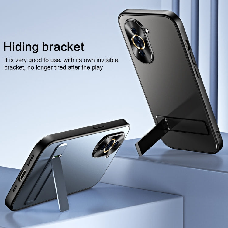 For Huawei nova 10 R-JUST RJ-61 Electroplating Frosted TPU + PC Phone Case with Holder(Silver) - Huawei Cases by R-JUST | Online Shopping South Africa | PMC TechLife | Buy Now Pay Later Mobicred