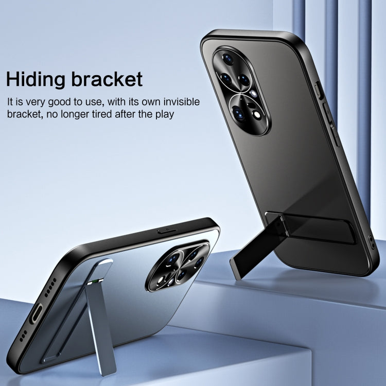 For Huawei P50 Pro R-JUST RJ-61 Electroplating Frosted TPU + PC Phone Case with Holder(Silver) - Huawei Cases by R-JUST | Online Shopping South Africa | PMC TechLife | Buy Now Pay Later Mobicred