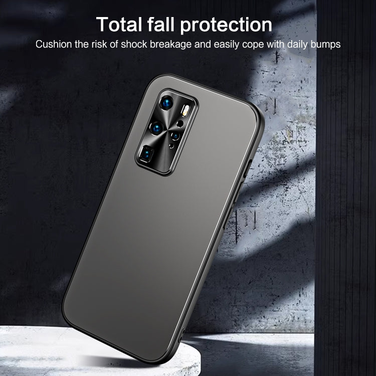 For Huawei P40 R-JUST RJ-61 Electroplating Frosted TPU + PC Phone Case with Holder(Grey) - Huawei Cases by R-JUST | Online Shopping South Africa | PMC Jewellery