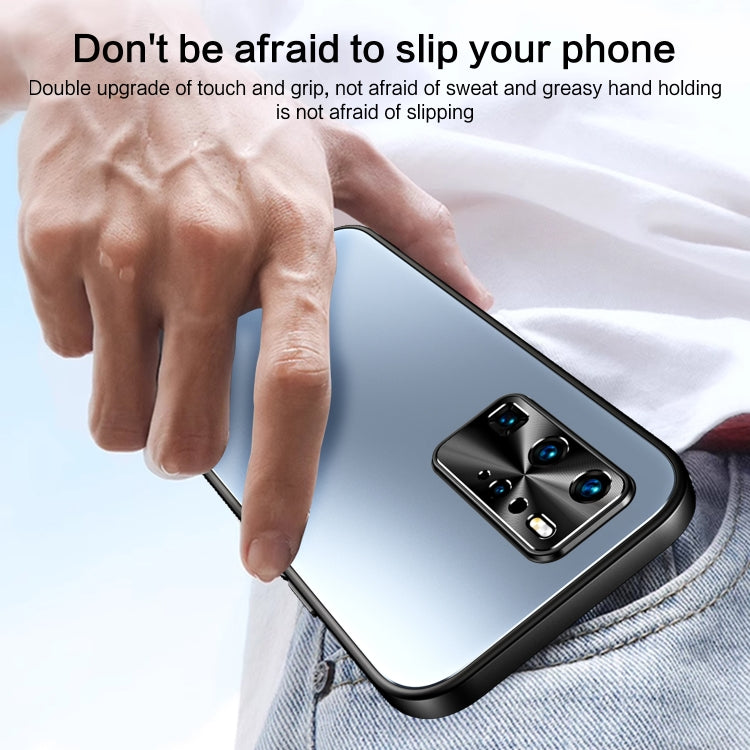 For Huawei P40 R-JUST RJ-61 Electroplating Frosted TPU + PC Phone Case with Holder(Grey) - Huawei Cases by R-JUST | Online Shopping South Africa | PMC TechLife