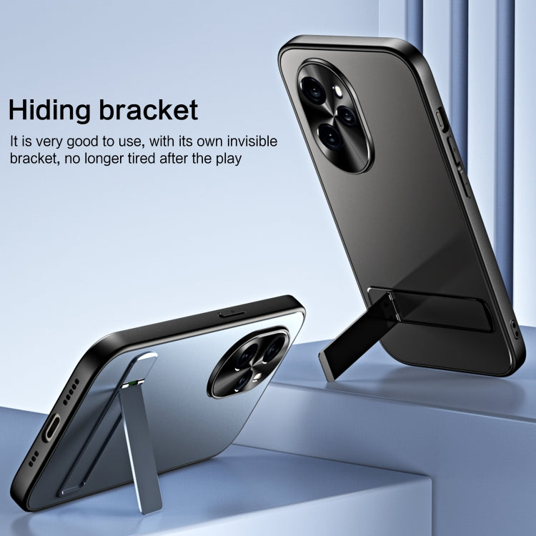 For Honor 100 R-JUST RJ-61 Electroplating Frosted TPU + PC Phone Case with Holder(Silver) - Honor Cases by R-JUST | Online Shopping South Africa | PMC TechLife