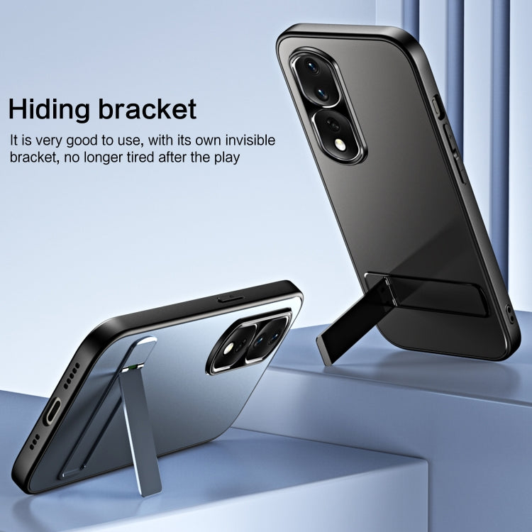 For Honor 80 R-JUST RJ-61 Electroplating Frosted TPU + PC Phone Case with Holder(Grey) - Honor Cases by R-JUST | Online Shopping South Africa | PMC TechLife