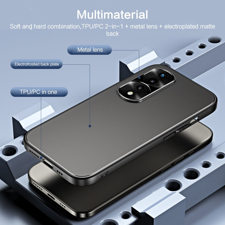 For Honor 70 R-JUST RJ-61 Electroplating Frosted TPU + PC Phone Case with Holder(Blue) - Honor Cases by R-JUST | Online Shopping South Africa | PMC TechLife