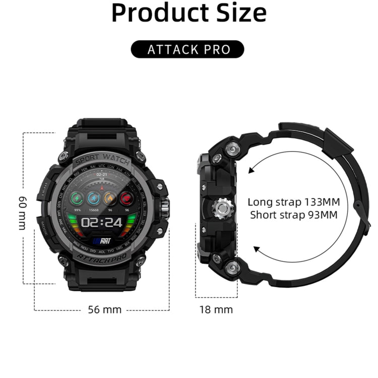 LOKMAT ATTACK 2 Pro 1.39 inch BT5.1 Smart Sport Watch, Support Bluetooth Call / Sleep / Heart Rate / Blood Pressure Health Monitor(Black Green) - Smart Watches by Lokmat | Online Shopping South Africa | PMC Jewellery