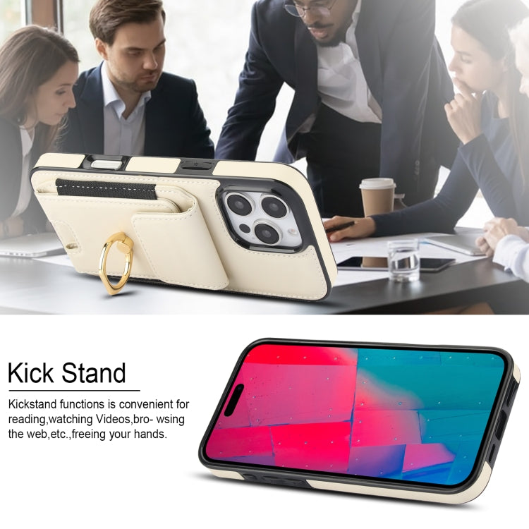 For iPhone 16 Pro Max Elastic Card Bag Ring Holder Phone Case(White) - iPhone 16 Pro Max Cases by PMC TechLife | Online Shopping South Africa | PMC TechLife | Buy Now Pay Later Mobicred