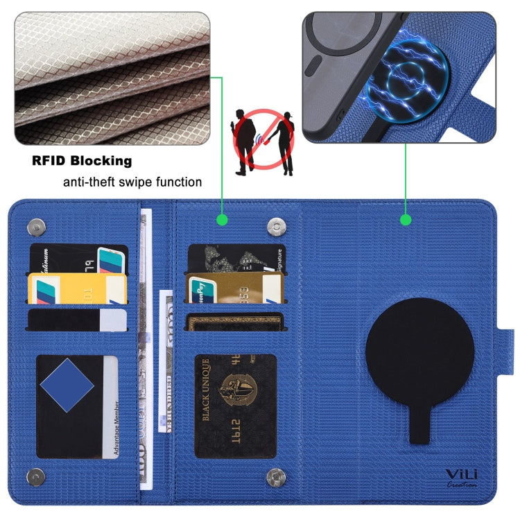 For Google Pixel 8 Pro ViLi GHA Series Shockproof MagSafe RFID Leather Attraction Horizontal Flip Phone Case(Blue) - Google Cases by ViLi | Online Shopping South Africa | PMC TechLife | Buy Now Pay Later Mobicred