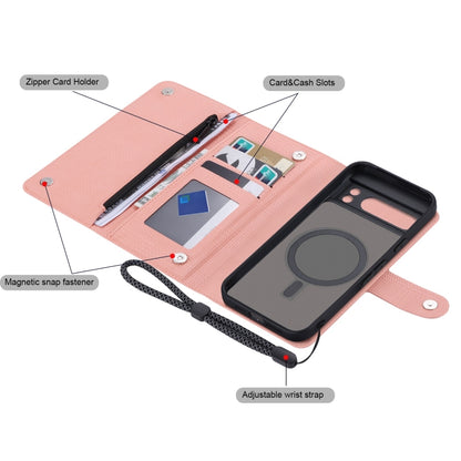 For Google Pixel 8 Pro ViLi GHB Series MagSafe Magnetic Zipper Leather Phone Case(Pink) - Google Cases by ViLi | Online Shopping South Africa | PMC Jewellery | Buy Now Pay Later Mobicred