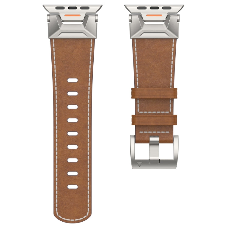 For Apple Watch SE 2023 44mm Mecha Style Leather Watch Band(Dark Brown) - Watch Bands by PMC Jewellery | Online Shopping South Africa | PMC Jewellery