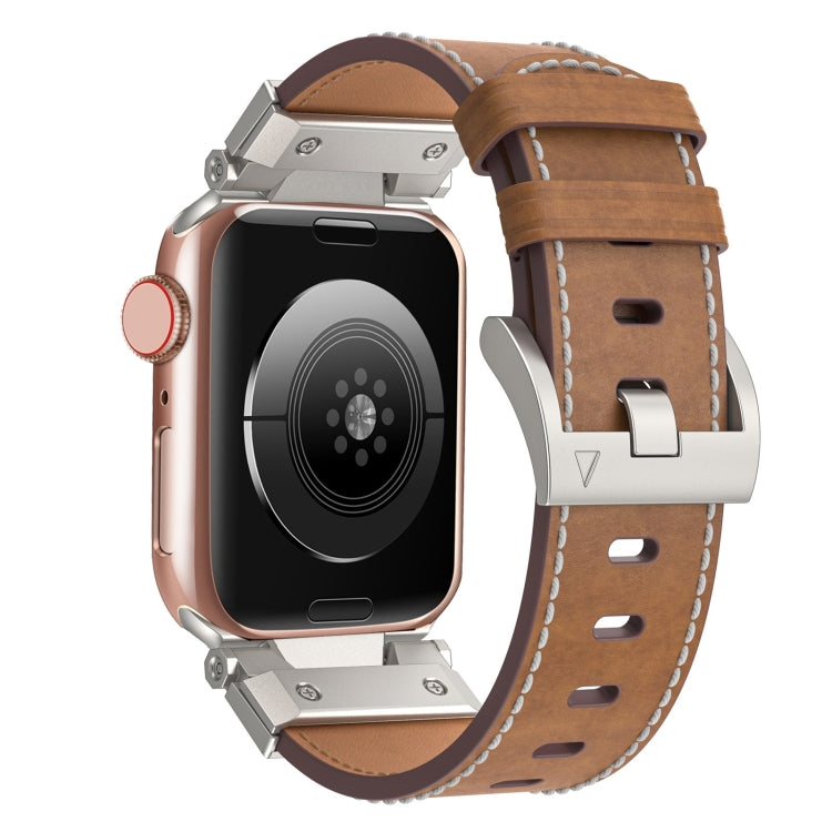 For Apple Watch SE 44mm Mecha Style Leather Watch Band(Dark Brown) - Watch Bands by PMC TechLife | Online Shopping South Africa | PMC TechLife