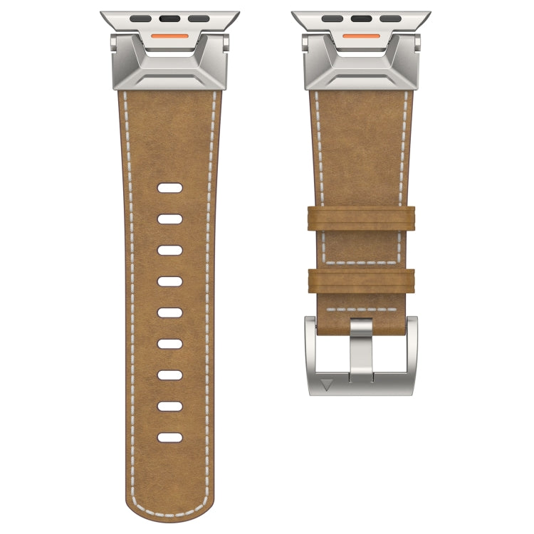 For Apple Watch SE 44mm Mecha Style Leather Watch Band(Light Brown) - Watch Bands by PMC TechLife | Online Shopping South Africa | PMC TechLife