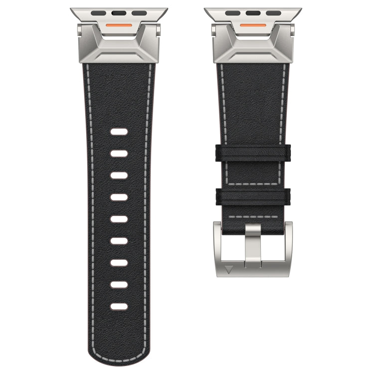 For Apple Watch 42mm Mecha Style Leather Watch Band(Black Napa) - Watch Bands by PMC TechLife | Online Shopping South Africa | PMC TechLife