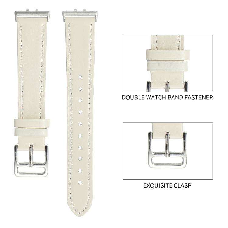 For Samsung Galaxy Fit 3 Sewing Thread Genuine Leather Watch Band(Avocado Green) - Watch Bands by PMC TechLife | Online Shopping South Africa | PMC TechLife