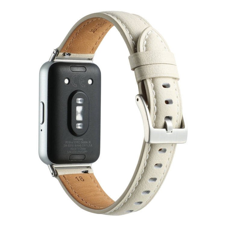For Samsung Galaxy Fit 3 Pointed Tail Genuine Leather Watch Band(Milky White) - free shipping - PMC TechLife - Order now!