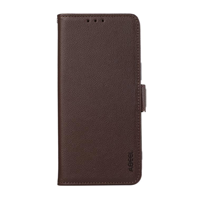 For iPhone 17 Pro ABEEL Side-Magnetic Litchi Pattern Leather RFID Phone Case(Brown) - free shipping - PMc TechLife - Order now!
