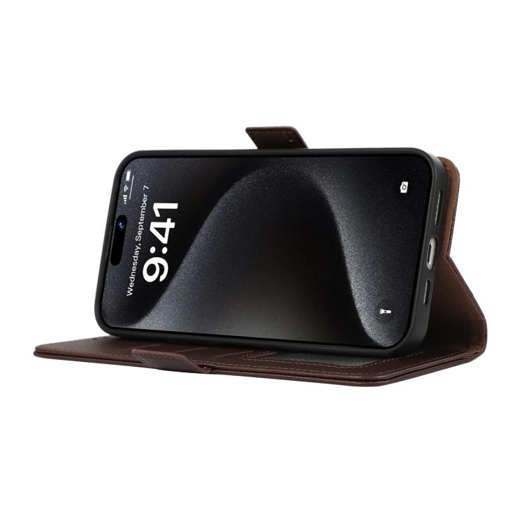 For iPhone 17 Pro ABEEL Side-Magnetic Litchi Pattern Leather RFID Phone Case(Brown) - free shipping - PMc TechLife - Order now!