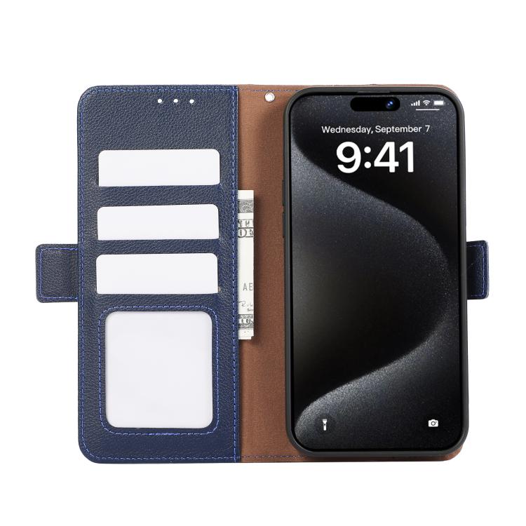 For iPhone 17 Pro ABEEL Side-Magnetic Litchi Pattern Leather RFID Phone Case(Blue) - free shipping - PMc TechLife - Order now!